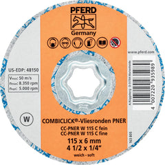 PFERD - Quick Change Discs; Disc Diameter (Inch): 4-1/2 ; Attaching System: COMBICLICK ; Abrasive Type: Non-Woven ; Abrasive Material: Silicon Carbide ; Grade: Fine ; Backing Material: Cloth - Exact Tooling