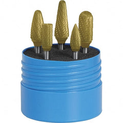 SGS Pro - 5 Piece, 1/4" Shank Burr Set - Tungsten Carbide, Multiple Head Shape - Exact Tooling