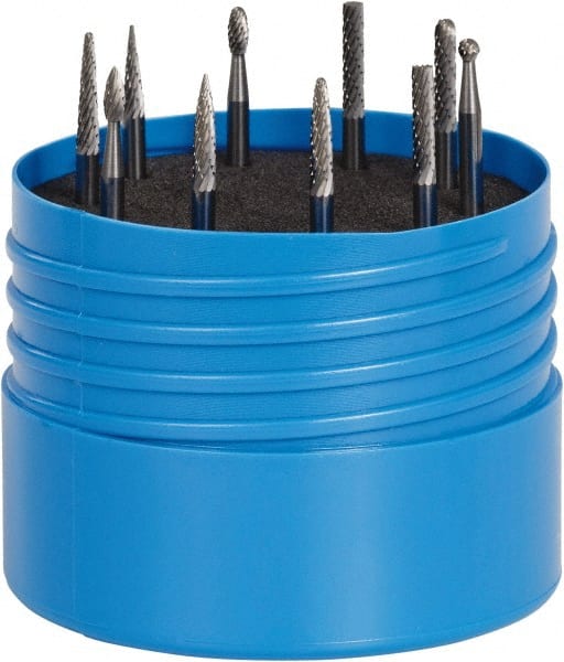 SGS Pro - 10 Piece, 1/8" Shank Burr Set - Tungsten Carbide, Multiple Head Shape - Exact Tooling