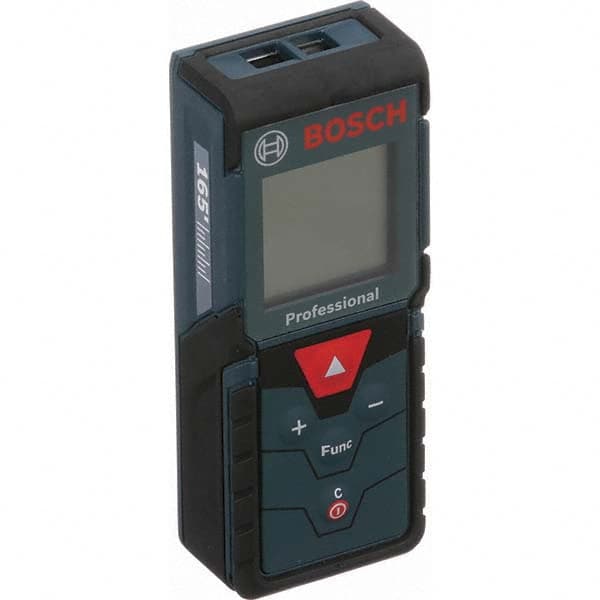 Bosch - 165' Range, Laser Distance Finder - 2 AAA Batteries Required, Accurate to 1/16", Comes with 2 AAA Batteries, Hand Strap, 5 Target Cards, Pouch - Exact Tooling