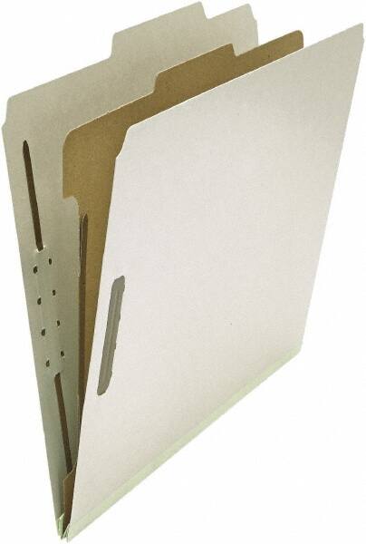 UNIVERSAL - 8-1/2 x 11", Letter Size, Gray, Classification Folders with Top Tab Fastener - 25 Point Stock, Right of Center Tab Cut Location - Exact Tooling