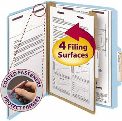 SMEAD - 8-1/2 x 11", Letter Size, Blue, Classification Folders with Top Tab Fastener - 23 Point Stock, Right of Center Tab Cut Location - Exact Tooling