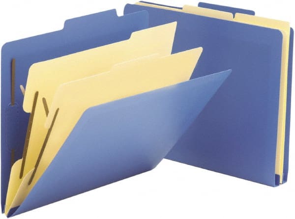 SMEAD - 8-1/2 x 11", Letter Size, Blue, Classification Folders with Top Tab Fastener - Right of Center Tab Cut Location - Exact Tooling