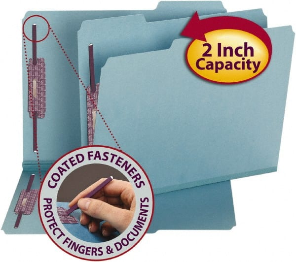 SMEAD - 8-1/2 x 11", Letter Size, Blue, File Folders with Top Tab - 23 Point Stock, 1/3 Tab Cut Location - Exact Tooling