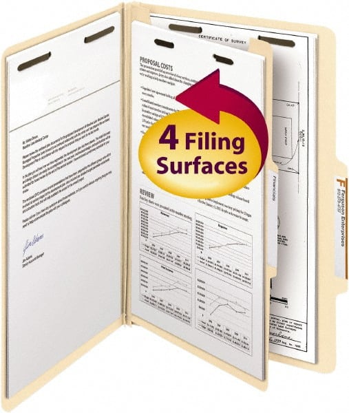 SMEAD - 8-1/2 x 14", Legal, Manila, Classification Folders with Top Tab Fastener - 18 Point Stock, 2/5 Tab Cut Location - Exact Tooling