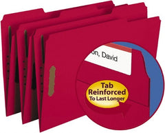 SMEAD - 8-1/2 x 14", Legal, Red, File Folders with Top Tab - 11 Point Stock, 1/3 Tab Cut Location - Exact Tooling