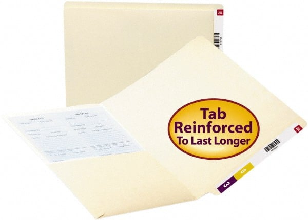 SMEAD - 8-1/2 x 11", Letter Size, Manila, Classification Folders with End Tab Fastener - 11 Point Stock, Straight Tab Cut Location - Exact Tooling
