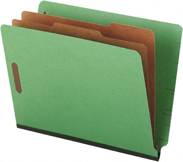 UNIVERSAL - 8-1/2 x 11", Letter Size, Green, Classification Folders with End Tab Fastener - 25 Point Stock, Straight Tab Cut Location - Exact Tooling