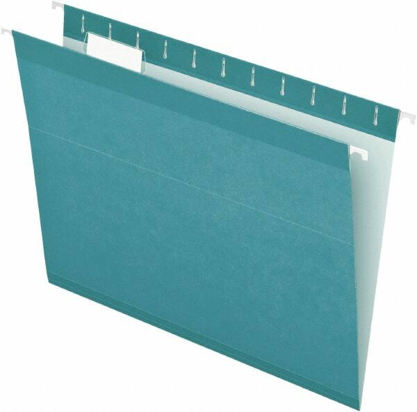 Pendaflex - 8-1/2 x 11", Letter Size, Aqua, Hanging File Folder - 11 Point Stock, 1/5 Tab Cut Location - Exact Tooling