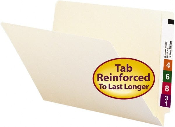 SMEAD - 8-1/2 x 14", Legal, Manila, File Folders with End Tab - 11 Point Stock, Straight Tab Cut Location - Exact Tooling