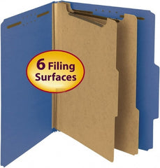 SMEAD - 8-1/2 x 11", Letter Size, Dark Blue, Classification Folders with Top Tab Fastener - 25 Point Stock, Right of Center Tab Cut Location - Exact Tooling