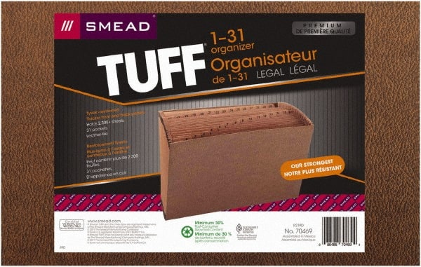 SMEAD - 8-1/2 x 14", Legal, Redrope, 1-31 Indexed Expanding Files - Assorted Tab Cut Location - Exact Tooling