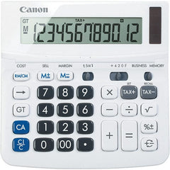 Canon - 12-Digit LCD 12 Function Portable Calculator - 6-1/2 x 6 x 1-1/4 Display Size, White, Solar & Battery Powered - Exact Tooling