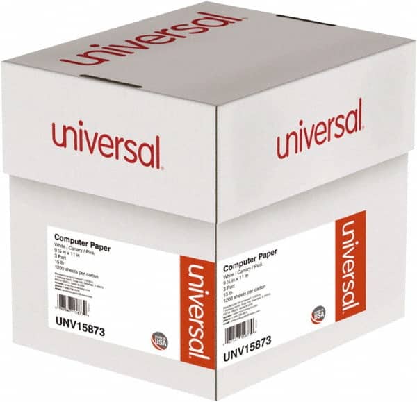 UNIVERSAL - 9-1/2" x 11" White, Canary & Pink Computer Paper - Use with Tractor-Feed Printers - Exact Tooling