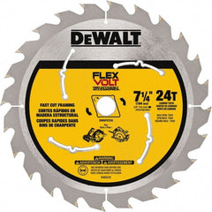 DeWALT - 7-1/4" Diam, 15.88mm Arbor Hole Diam, 24 Tooth Wet & Dry Cut Saw Blade - Steel, Smooth Action, Standard Round Arbor - Exact Tooling