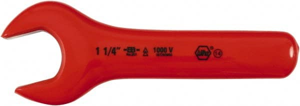 Wiha - 1-1/4" Nonsparking Standard Open End Wrench - 7-1/2" OAL, Single End, Insulating Elastomer Finish, 15° Head Angle - Exact Tooling