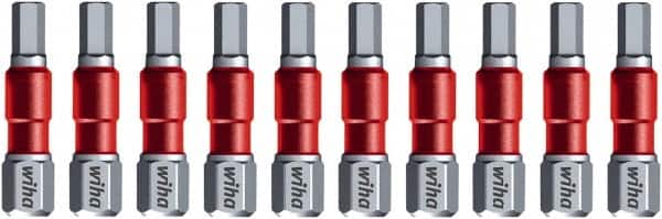 Wiha - 4mm Hex Bit - 1/4" Hex Drive, 1-9/64" OAL - Exact Tooling