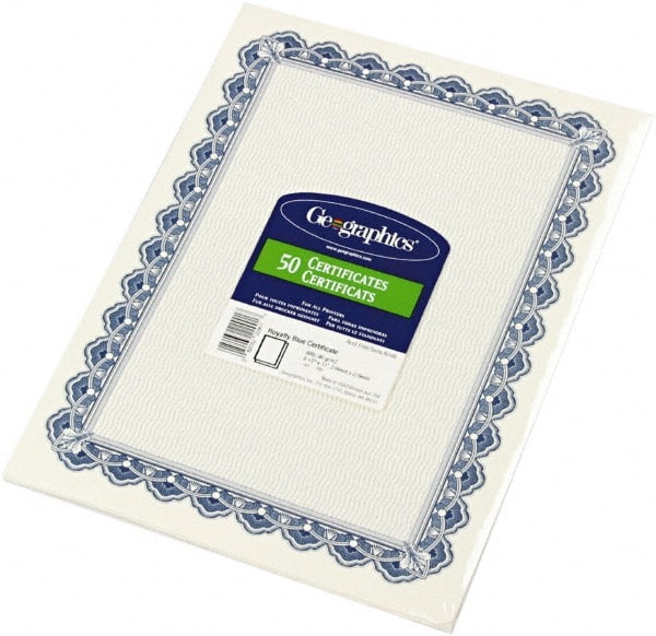 Geographic - 50 Sheet, 8-1/2 x 11", Certificate - Blue - Exact Tooling