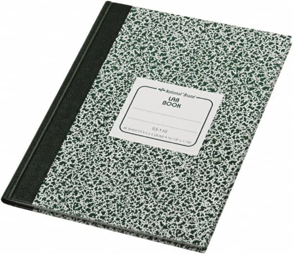 National Brand - 96 Sheet, 7-7/8 x 10-1/8", Quadrille Lab Notebook - Green - Exact Tooling