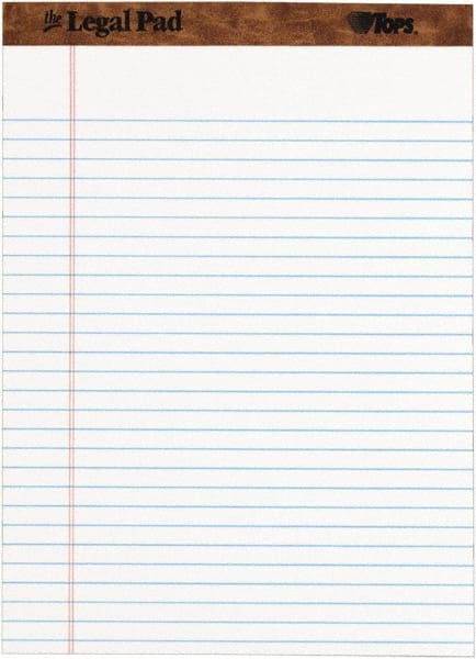 TOPS - 50 Sheet, 8-1/2 x 11-3/4", Legal Pad - White - Exact Tooling