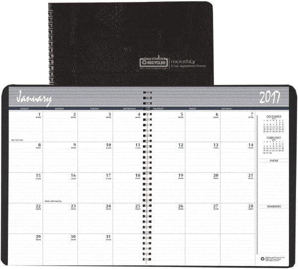 House of Doolittle - 12 Sheet, 8-1/2 x 11", Monthly Planner - Black - Exact Tooling