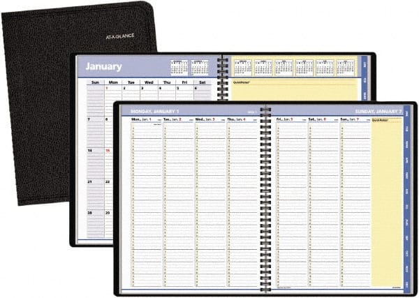 AT-A-GLANCE - 32 Sheet, 8-1/4 x 10-7/8", Weekly/Monthly Planner - Black - Exact Tooling