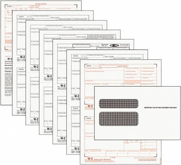 TOPS - 24 Sheet, 5-1/2 x 8-1/2", Tax Form/Envelope Kit - White - Exact Tooling