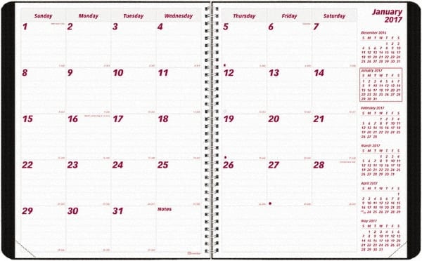 Brownline - 12 Sheet, 8-1/2 x 11", Monthly Planner - Black - Exact Tooling