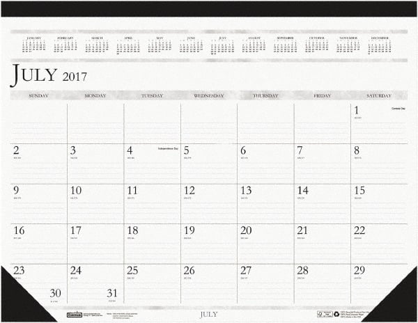 House of Doolittle - 12 Sheet, 22 x 17", Desk Pad - White & Blue - Exact Tooling