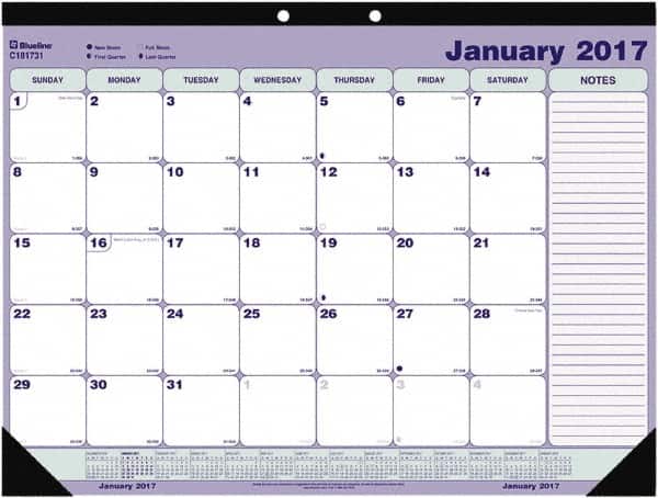 Blueline - 12 Sheet, 21-1/4 x 16", Desk Pad - Blue, White & Green - Exact Tooling