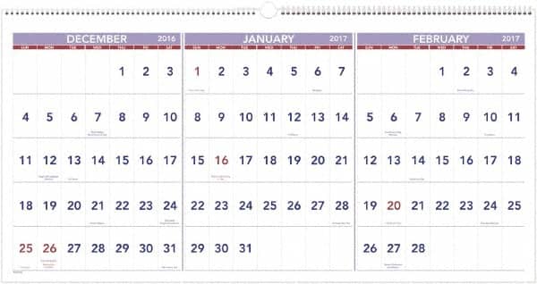 AT-A-GLANCE - 7 Sheet, 23-1/2 x 12", Wall Calendar - White - Exact Tooling