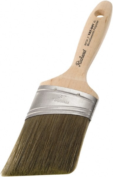 Richard - 3" Oval/Angle Polyester Angular Brush - 3-1/4" Bristle Length, 5-3/4" Wood Sash Handle - Exact Tooling