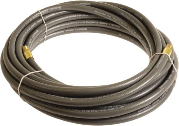 Continental ContiTech - 3/8" ID x 0.6" OD 100' Long Multipurpose Air Hose - MNPT x MNPT Ends, 300 Working psi, -10 to 158°F, 1/4" Fitting, Gray - Exact Tooling