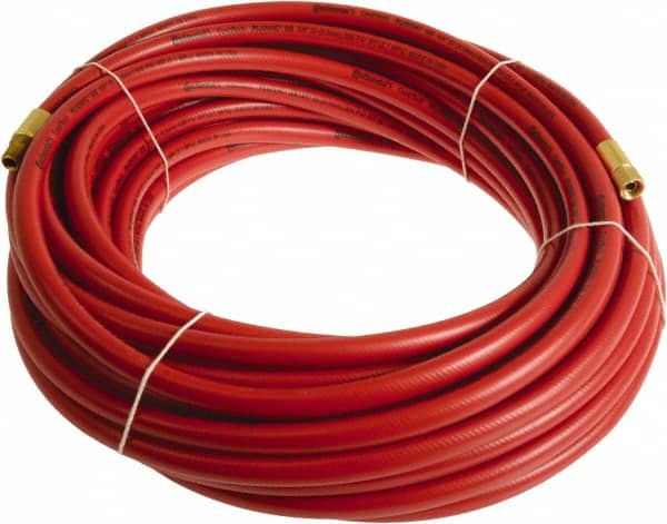 Continental ContiTech - 3/8" ID x 0.6" OD 15' Long Multipurpose Air Hose - MNPT x FNPT Ends, 300 Working psi, -10 to 158°F, 1/4" Fitting, Red - Exact Tooling