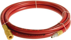 Continental ContiTech - 3/8" ID x 0.6" OD 5' Long Multipurpose Air Hose - Industrial Interchange Safety Coupler x Male Plug Ends, 300 Working psi, -10 to 158°F, 1/4" Fitting, Red - Exact Tooling