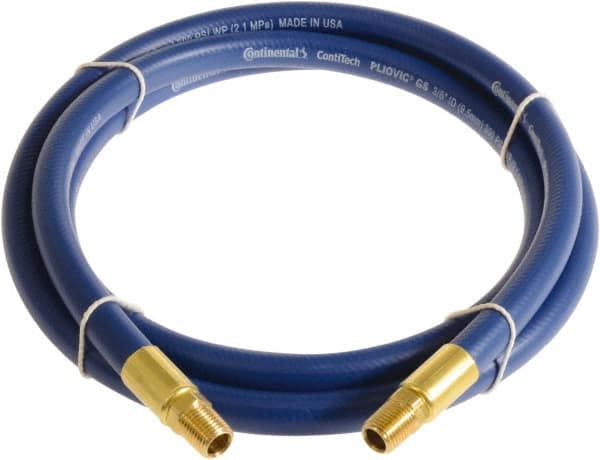 Continental ContiTech - 1/4" ID x 0.45" OD 10' Long Multipurpose Air Hose - MNPT x MNPT Ends, 300 Working psi, -10 to 158°F, 1/4" Fitting, Blue - Exact Tooling