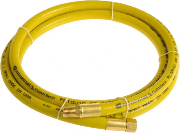 Continental ContiTech - 3/8" ID x 0.6" OD 3' Long Multipurpose Air Hose - MNPT x FNPT Ends, 300 Working psi, -10 to 158°F, 1/4" Fitting, Yellow - Exact Tooling