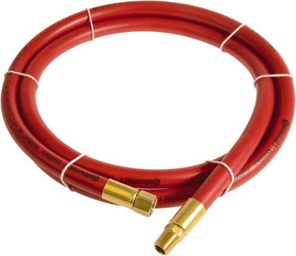 Continental ContiTech - 3/8" ID x 0.6" OD 5' Long Multipurpose Air Hose - MNPT x FNPT Ends, 300 Working psi, -10 to 158°F, 1/4" Fitting, Red - Exact Tooling