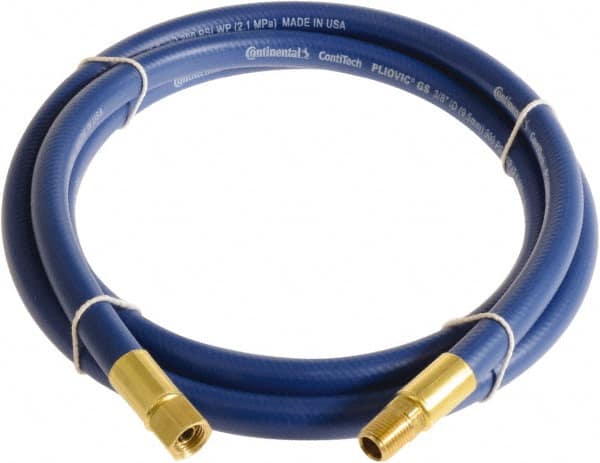 Continental ContiTech - 3/8" ID x 0.6" OD 5' Long Multipurpose Air Hose - MNPT x FNPT Ends, 300 Working psi, -10 to 158°F, 1/4" Fitting, Blue - Exact Tooling