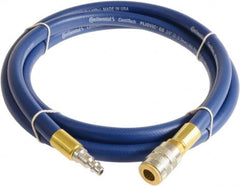 Continental ContiTech - 3/8" ID x 0.6" OD 10' Long Multipurpose Air Hose - Industrial Interchange Safety Coupler x Male Plug Ends, 300 Working psi, -10 to 158°F, 1/4" Fitting, Blue - Exact Tooling
