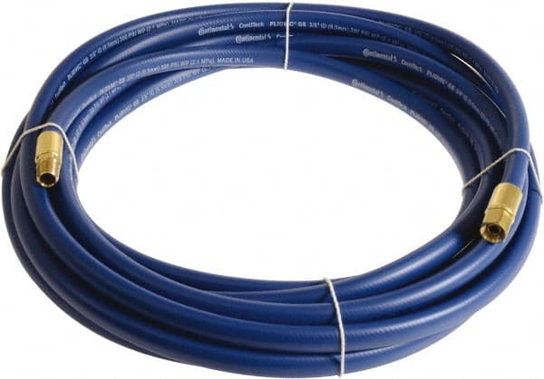 Continental ContiTech - 1/4" ID x 0.45" OD 50' Long Multipurpose Air Hose - MNPT x FNPT Ends, 300 Working psi, -10 to 158°F, 1/4" Fitting, Blue - Exact Tooling