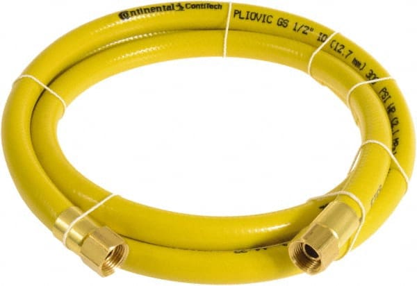 Continental ContiTech - 1/2" ID x 0.78" OD 25' Long Multipurpose Air Hose - FNPT x FNPT Ends, 300 Working psi, -10 to 158°F, 1/2" Fitting, Yellow - Exact Tooling
