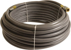 Continental ContiTech - 1/4" ID x 0.45" OD 100' Long Multipurpose Air Hose - Industrial Interchange Safety Coupler x Male Plug Ends, 300 Working psi, -10 to 158°F, 1/4" Fitting, Gray - Exact Tooling