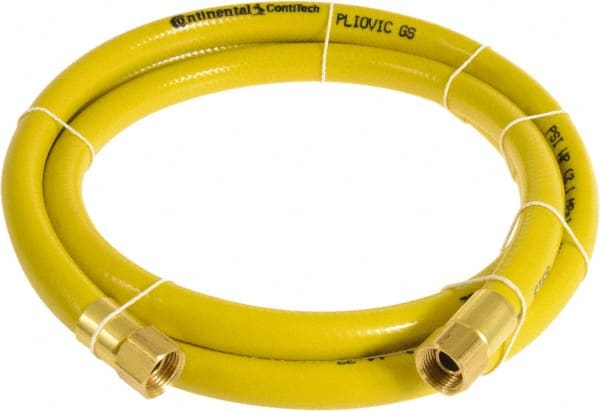 Continental ContiTech - 1/4" ID x 0.45" OD 75' Long Multipurpose Air Hose - FNPT x FNPT Ends, 300 Working psi, -10 to 158°F, 1/4" Fitting, Yellow - Exact Tooling