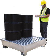 UltraTech - 68 Gal Sump, 3,875 Lb Capacity, 4 Drum, Galvanized Steel Spill Deck or Pallet - 47-1/4" Long x 47-1/4" Wide x 13-1/4" High - Exact Tooling