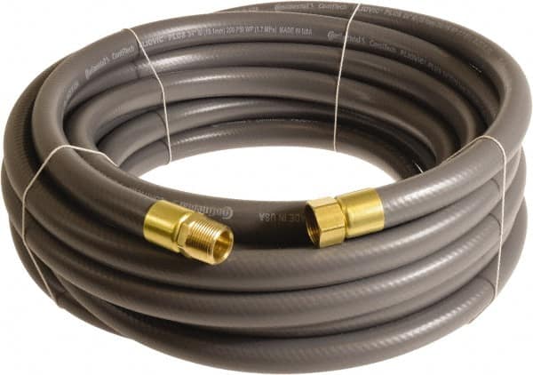 Continental ContiTech - 3/4" ID x 1.11" OD 75' Long Multipurpose Air Hose - MNPT x FNPT Ends, 250 Working psi, -10 to 158°F, 3/4" Fitting, Gray - Exact Tooling
