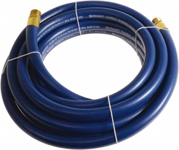 Continental ContiTech - 1" ID x 1.38" OD 25' Long Multipurpose Air Hose - MNPT x MNPT Ends, 250 Working psi, -10 to 158°F, 1" Fitting, Blue - Exact Tooling