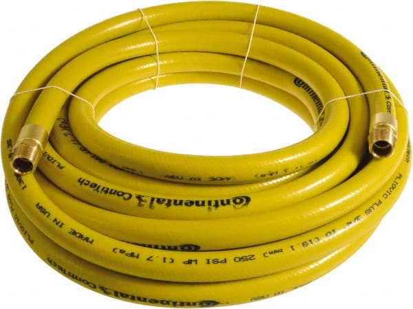 Continental ContiTech - 3/4" ID x 1.11" OD 15' Long Multipurpose Air Hose - MNPT x MNPT Ends, 250 Working psi, -10 to 158°F, 3/4" Fitting, Yellow - Exact Tooling