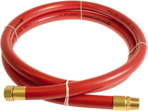 Continental ContiTech - 3/4" ID x 1.11" OD 3' Long Multipurpose Air Hose - MNPT x FNPT Ends, 250 Working psi, -10 to 158°F, 3/4" Fitting, Red - Exact Tooling