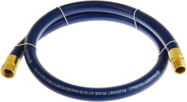 Continental ContiTech - 3/4" ID x 1.11" OD 3' Long Multipurpose Air Hose - MNPT x FNPT Ends, 250 Working psi, -10 to 158°F, 3/4" Fitting, Blue - Exact Tooling